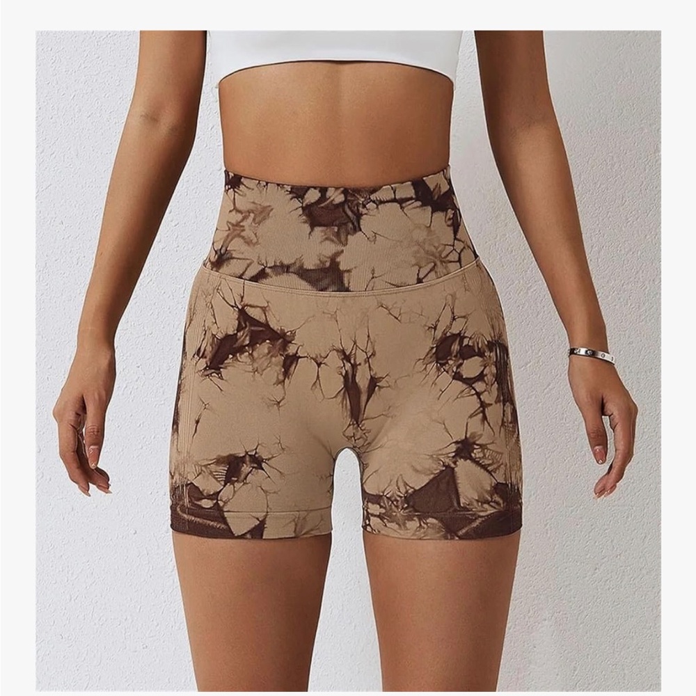 Bundle Tie Dye Shorts  Elastic Scrunch High Waist Push Up Tummy Fitnessm Workout